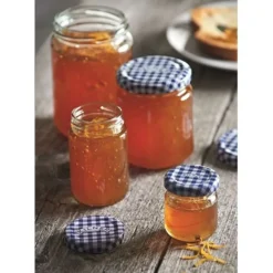 Tarro de cristal redondo con tapa vichy azul 93 ml - Kilner