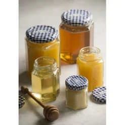 Tarro de cristal redondo con tapa vichy azul 228 ml - Kilner