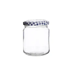 Tarro de cristal redondo con tapa vichy azul 228 ml - Kilner