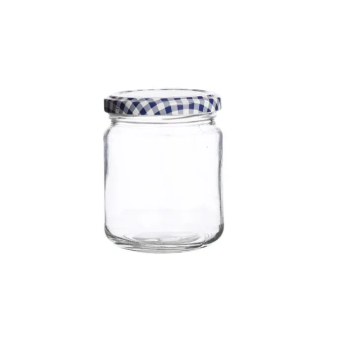 Tarro de cristal redondo con tapa vichy azul 228 ml - Kilner