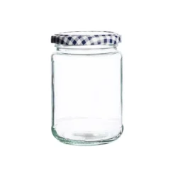Tarro de cristal redondo con tapa vichy azul 370 ml - Kilner