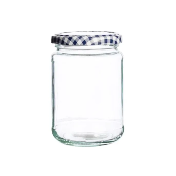 Tarro de cristal redondo con tapa vichy azul 370 ml - Kilner