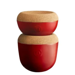 Tarro para ajos crema con tapa de corcho 14 cm - Cerámica - Emile Henry