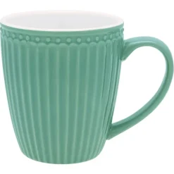 Taza de cerámica con asa Mug Alice Dusty Green - GreenGate