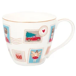 Taza de cerámica con asa mug Xmas Letter White 250 ml - GreenGate