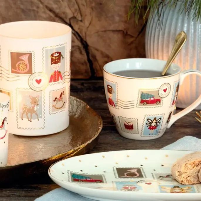 Taza de cerámica con asa mug Xmas Letter White 250 ml - GreenGate