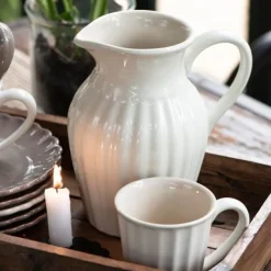 Taza estriada baja con asa crema 300 ml - Mynte - Ib Laursen