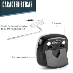 Termómetro digital con sonda y cable para asados 7,5 cm - Lacor