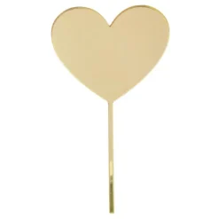 Topper corazón acrílico dorado efecto espejo 8,5 cm