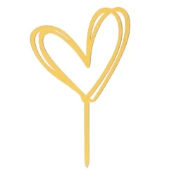 Topper corazón doble dorado 10 cm - Dekora