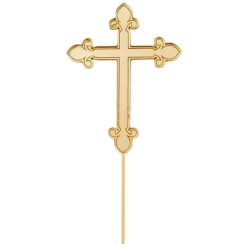 Topper cruz acrílica dorada efecto espejo 11,5 cm