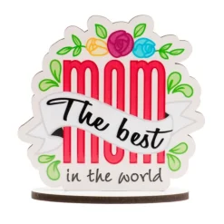 Topper de madera con base The Best Mom in the world 11,5 cm - Dekora