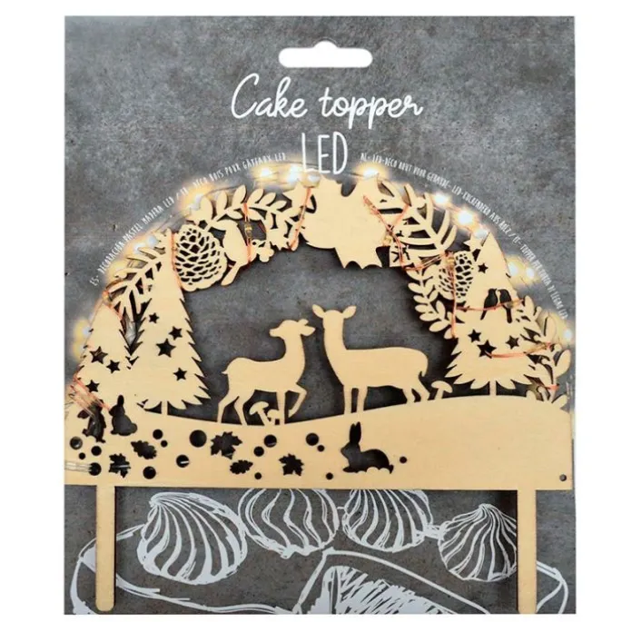 Topper de madera con LEDs bosque Navidad - ScrapCooking