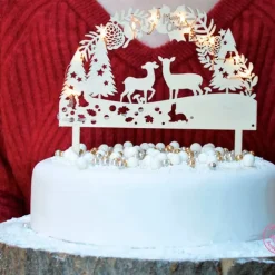Topper de madera con LEDs bosque Navidad - ScrapCooking