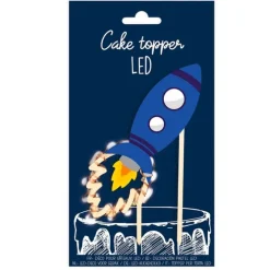 Topper de madera con LEDs cohete espacial - ScrapCooking