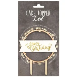 Topper de madera con LEDs Happy Birthday - ScrapCooking