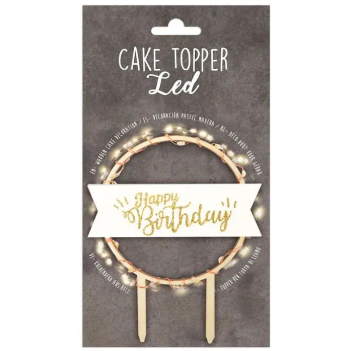 Topper de madera con LEDs Happy Birthday - ScrapCooking