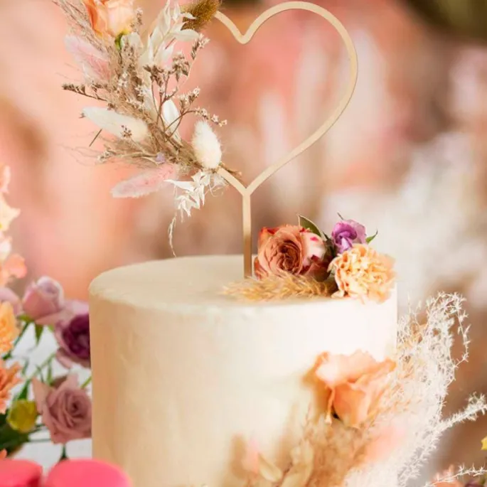 Topper de madera corazón 14 cm - PartyDeco