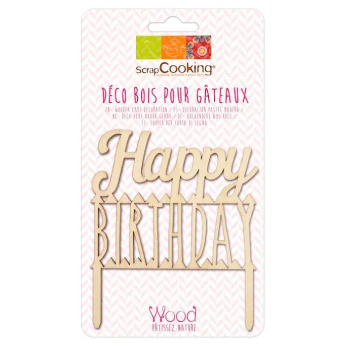 Topper de madera Happy Birthday - ScrapCooking