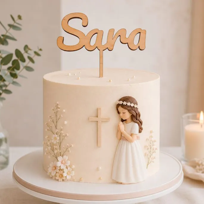 Topper de madera personalizado - Nombre o Texto (varias líneas)