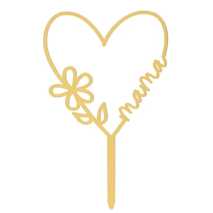 Topper dorado corazón Mamá 10 cm - Dekora