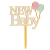 Topper dorado y blanco New Baby 14 cm - Dekora