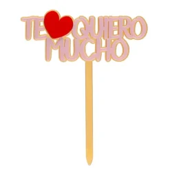 Topper dorado y rosa Te quiero mucho 11,5 cm - Dekora