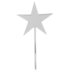 Topper estrella acrílica plateada efecto espejo 8 cm