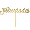 Topper felicidades acrílico dorado 20 cm