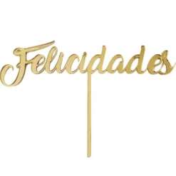 Topper felicidades acrílico dorado 20 cm