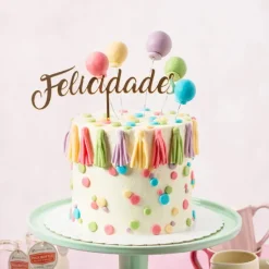 Topper felicidades acrílico dorado 20 cm