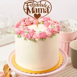 Topper Felicidades mamá dorado 14,3 cm - Dekora