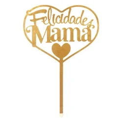 Topper Felicidades mamá dorado 14,3 cm - Dekora