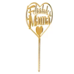 Topper Felicidades mamá dorado 14,3 cm - Dekora