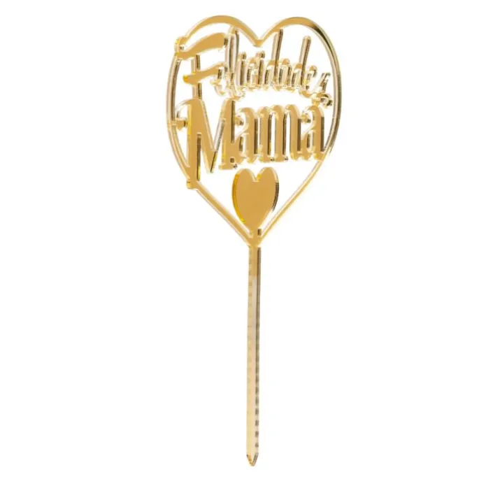 Topper Felicidades mamá dorado 14,3 cm - Dekora