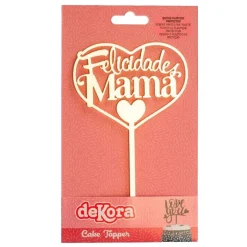 Topper Felicidades mamá dorado 14,3 cm - Dekora