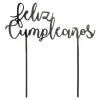 Topper Feliz Cumpleaños acrílico negro 17 cm
