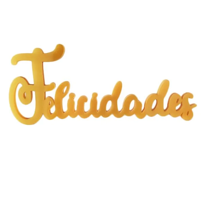 Topper frontal dorado felicidades 12 cm - Cutter Sweet