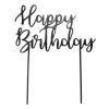 Topper Happy Birthday acrílico negro 17 cm