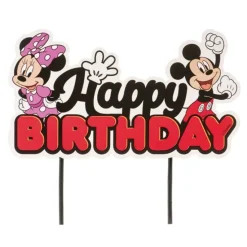 Topper Happy Birthday Mickey y Minnie 17,5 cm - Dekora