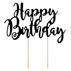 Topper Happy Birthday negro 20 cm - PartyDeco