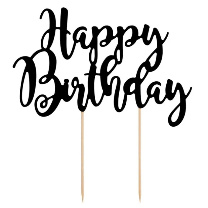 Topper Happy Birthday negro 20 cm - PartyDeco
