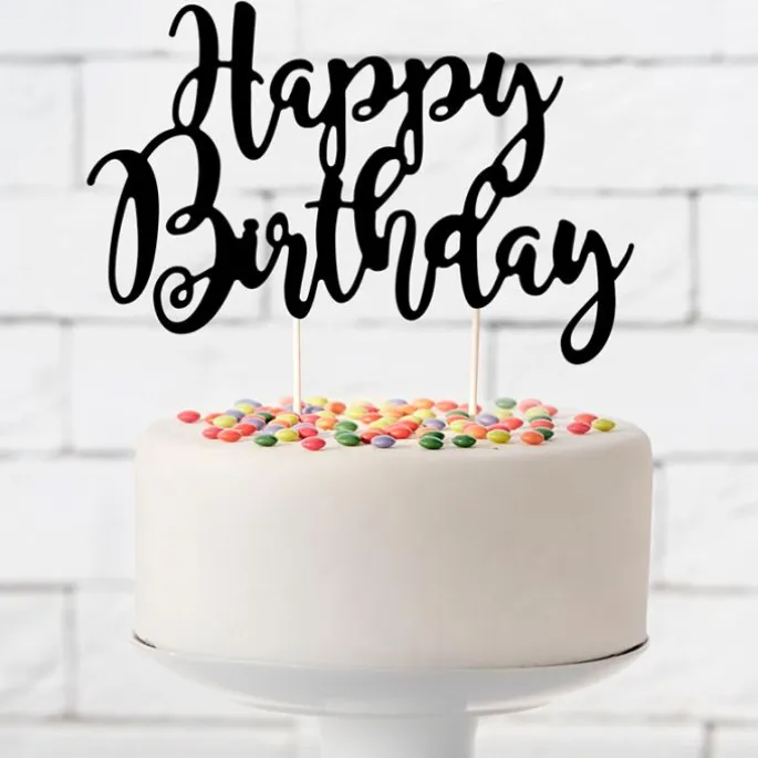 Topper Happy Birthday negro 20 cm - PartyDeco