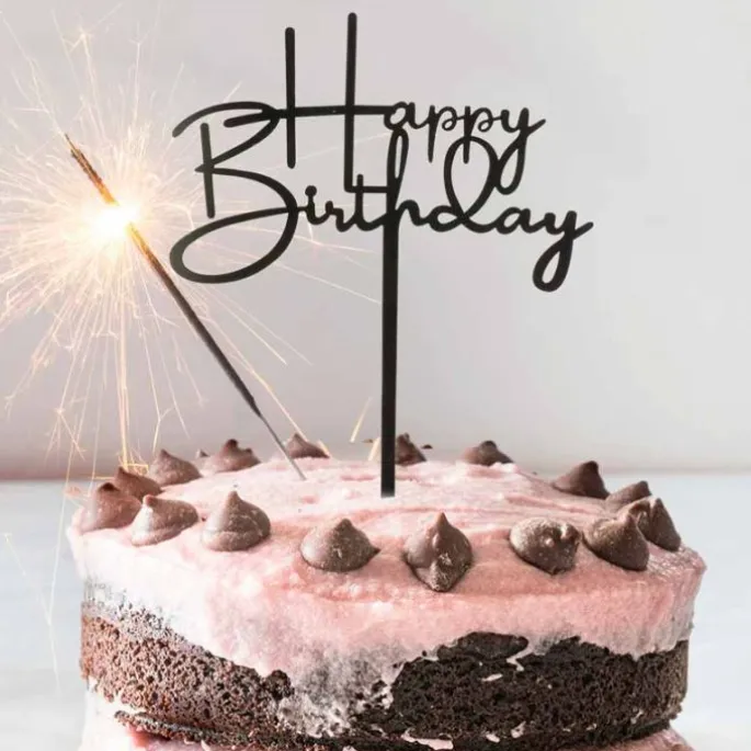 Topper Happy Birthday negro 15,5 cm - Dekora