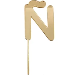 Topper letra "Ñ" acrílica dorada efecto espejo 9 cm