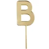 Topper letra "B" acrílica dorada efecto espejo 8 cm