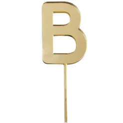 Topper letra "B" acrílica dorada efecto espejo 8 cm