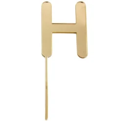 Topper letra "H" acrílica dorada efecto espejo 8 cm