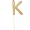 Topper letra "K" acrílica dorada efecto espejo 8 cm