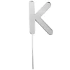 Topper letra "K" acrílica plateada efecto espejo 8 cm